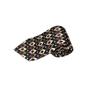 Croft Barrow Mens Geometric Silk Tie Brown Black Tan Diamond Pattern